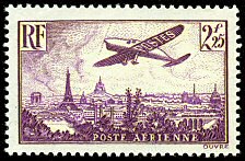 Image du timbre Avion survolant Paris 2F25 violet