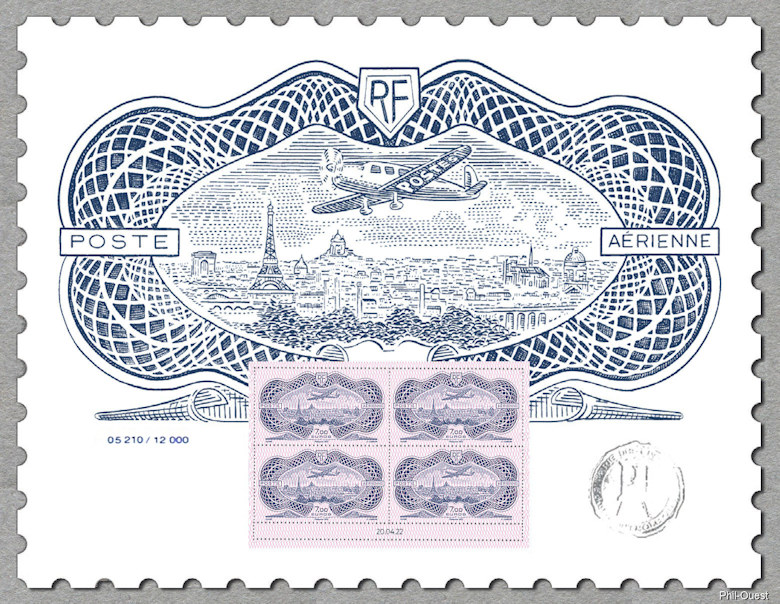 Affiche avec 4 timbres du «Burelé»
