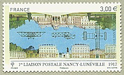 Image du timbre 1912 1ère liaison postale Nancy-Lunéville