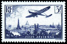 Image du timbre Avion survolant Paris 3F outremer