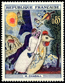 Image du timbre Chagall - les mariés de la Tour Eiffel