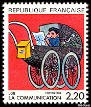 Image du timbre «La communication» vue par Lob