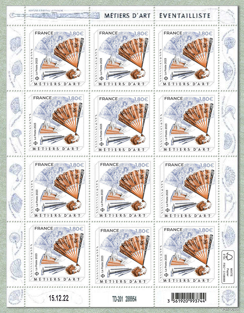 Éventailliste - Le feuillet de 12 timbres