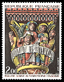 Image du timbre Eglise Sainte Austremoine - IssoireLe chapiteau de la Cène