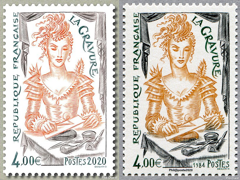 Comparaison entre les timbres de 1984 et de 2020