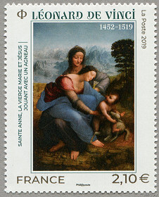 Léonard de Vinci 1452 - 1519<br />Sainte Anne, la Vierge Marie <br />et Jésus jouant avec un agneau