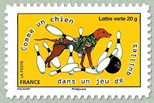 Image du timbre Comme un chien dans un jeu de quilles
