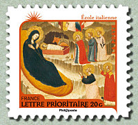 Image du timbre Ecole italienne v. 1330-Adoration des mages