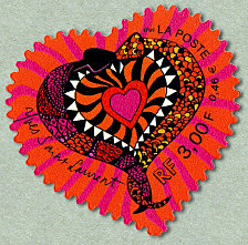 Image du timbre Le cœur d'Yves Saint Laurent (serpents) auto-adhésif