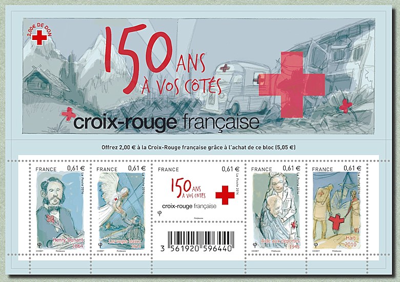 Bloc-feuillet de 5 timbres au profit de la Croix-Rouge
