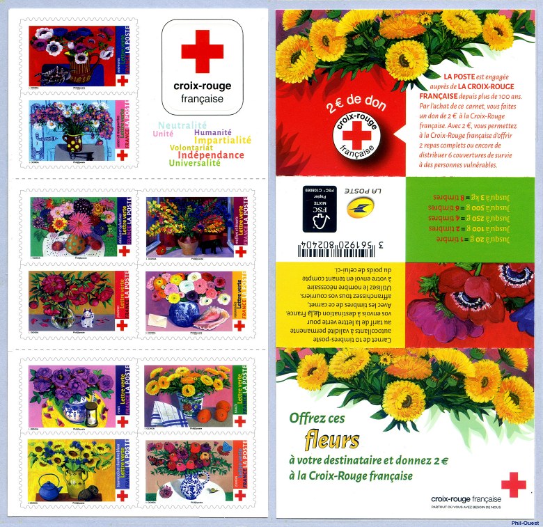 Image du timbre « Offrez ces fleurs à votre destinataire et donnez deux euros à la
Croix-Rouge française  »