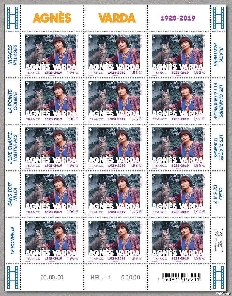 Agnès Varda  1928-2019 - Feuille de 15 timbres