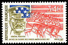 Image du timbre Général Pershing-Entrée en guerre des forces américaines