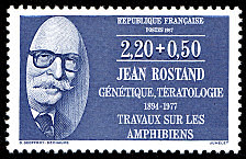 Image du timbre Jean Rostand 1894-1977-Génétique tératologie - travaux sur les amphibiens