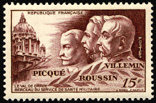 Image du timbre Docteurs Picqué, Roussin et Villemin-Le Val de Grâce, -berceau du Service de Santé Militaire