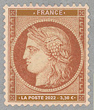 Le timbre issu du bloc- feuillet<br />150 ans carte postale en France