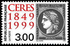 Cent cinquantième anniversaire<BR>du premier timbre-poste français<BR>Le Cérès noir 1900
