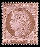 Image du timbre Cérès 10c brun sur rose dentelé