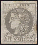 Image du timbre Cérès 4 centimes gris Type 1 et 2