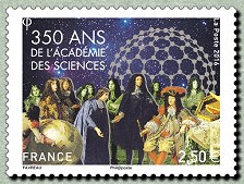 Image du timbre 350 ans de l'Académie des sciences.
