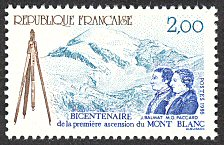 Image du timbre Bicentenaire première ascension du Mont-BlancJ. Balmat  - M.G. Paccard