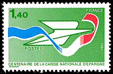 Centenaire de la Caisse Nationale d´Epargne  1,40F vert
