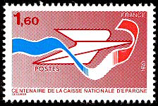 Image du timbre Centenaire de la Caisse Nationale d'Epargne  1,60F carmin
