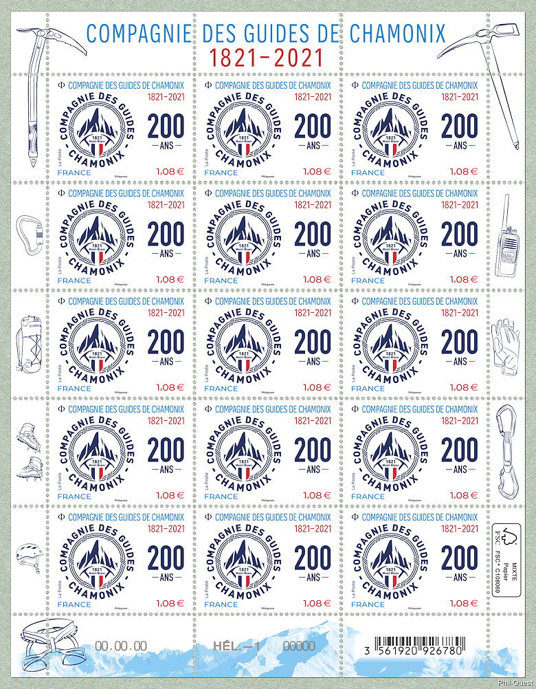 Image du timbre Compagnie des guides de Chamonix - 1821-2021