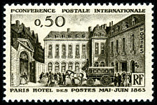 Image du timbre 1ère Conférence postale internationaleParis Hôtel des PostesMai-juin 1863