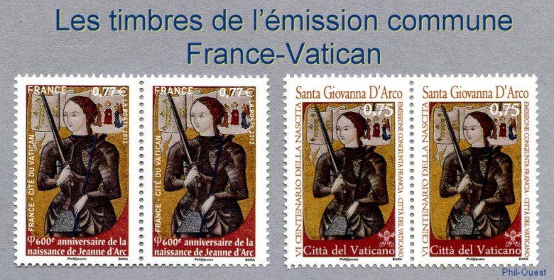 Les deux timbres de l’émission commune France-Vatican