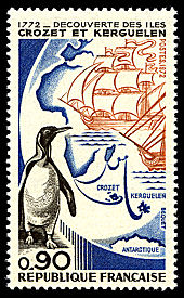 Image du timbre 1772 - Découverte des îles Croizet et Kerguelen
