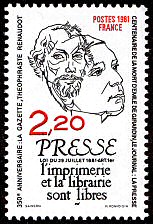 Image du timbre Presse - Loi du 29 juillet 1881 article 1er l'imprimerie et la librairie sont libres