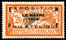 Merson 2 F orange et vert-bleu
   Exposition philatélique Le Havre 1929