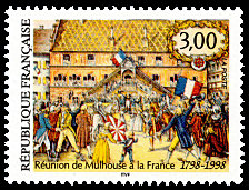 Image du timbre Réunion de Mulhouse à la France 1798-1998