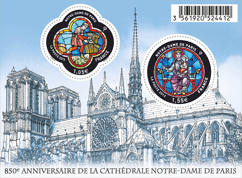 850e anniversaire de la cathédrale Notre-Dame de Paris - Le bloc-feuillet