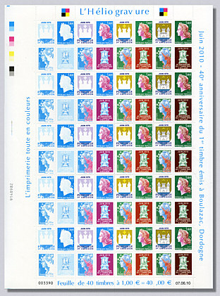 Feuille de 40 timbre en héliogravure