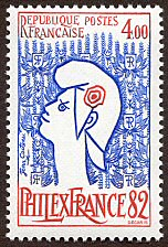 Philexfrance 82 4F<br />Marianne  d´après Jean Cocteau