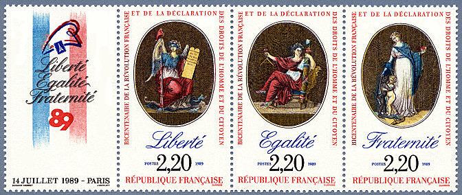 Image du timbre Liberté - Egalité - Fraternité - 14 juillet 1989