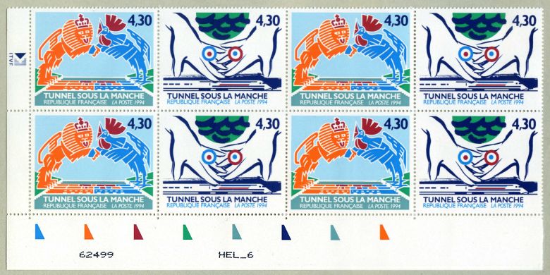 Feuille de 8 timbres  à 4,30F