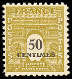 Image du timbre Arc de Triomphe de Paris 50c olive et noir