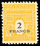Arc de Triomphe de Paris 2F jaune-orange et noir