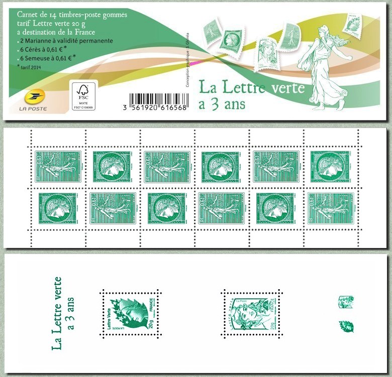 Image du timbre Le carnet «La Lettre Verte  a 3 ans»