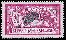 Image du timbre Merson 20 F lilas-rose et vert-bleu