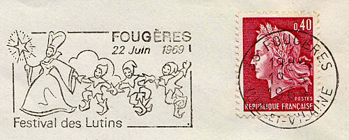 Flamme d´oblitération de Fougères
«Festival des lutins 22 juin 1969»