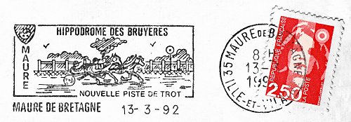 Flamme d´oblitération de Maure de Bretagne
Hippodrome des Bruyères, nouvelle piste de trot