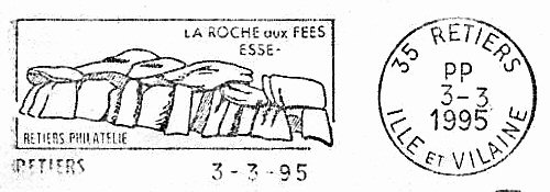 Flamme d´oblitération de Rétiers
«La Roche aux Fées ESSE - Rétiers philatélie»
Courrier en port payé (PP)