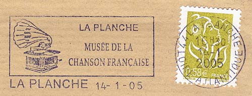 Flamme d´oblitération de La Planche
«La Planche Musée de la chanson française»