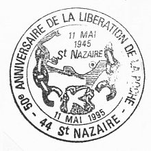 Timbre à date commémoratif pour le 50ème anniversaire de la libération de la poche de Saint Nazaire