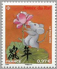 Image du timbre Année du Rat (Lotus) 28x33