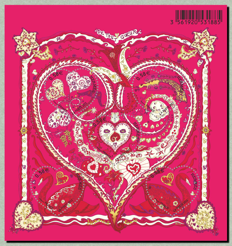 Image du timbre Le bloc-feuillet du coeur Hermès